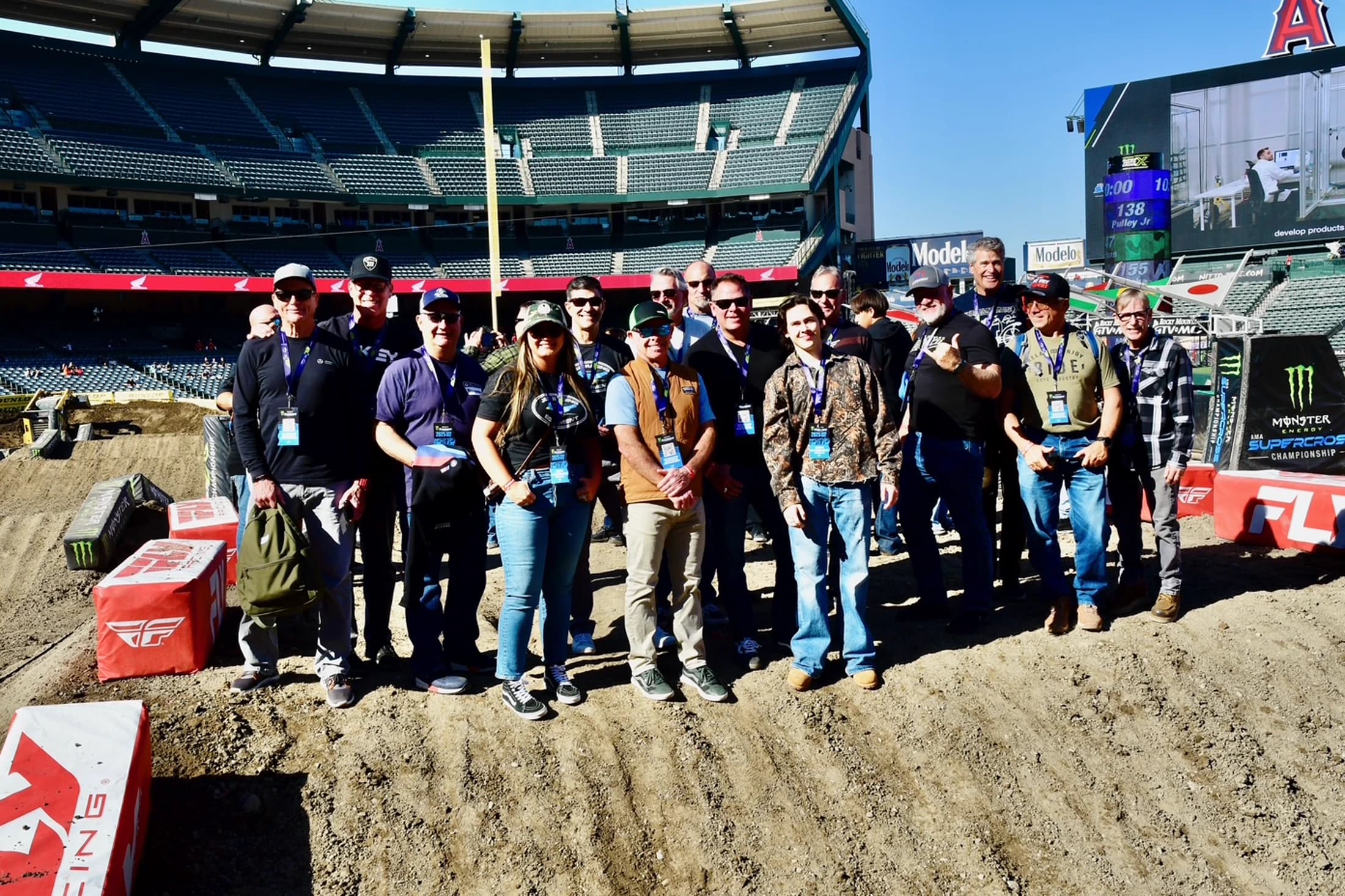VIP guests trackside at a Supercross stadium