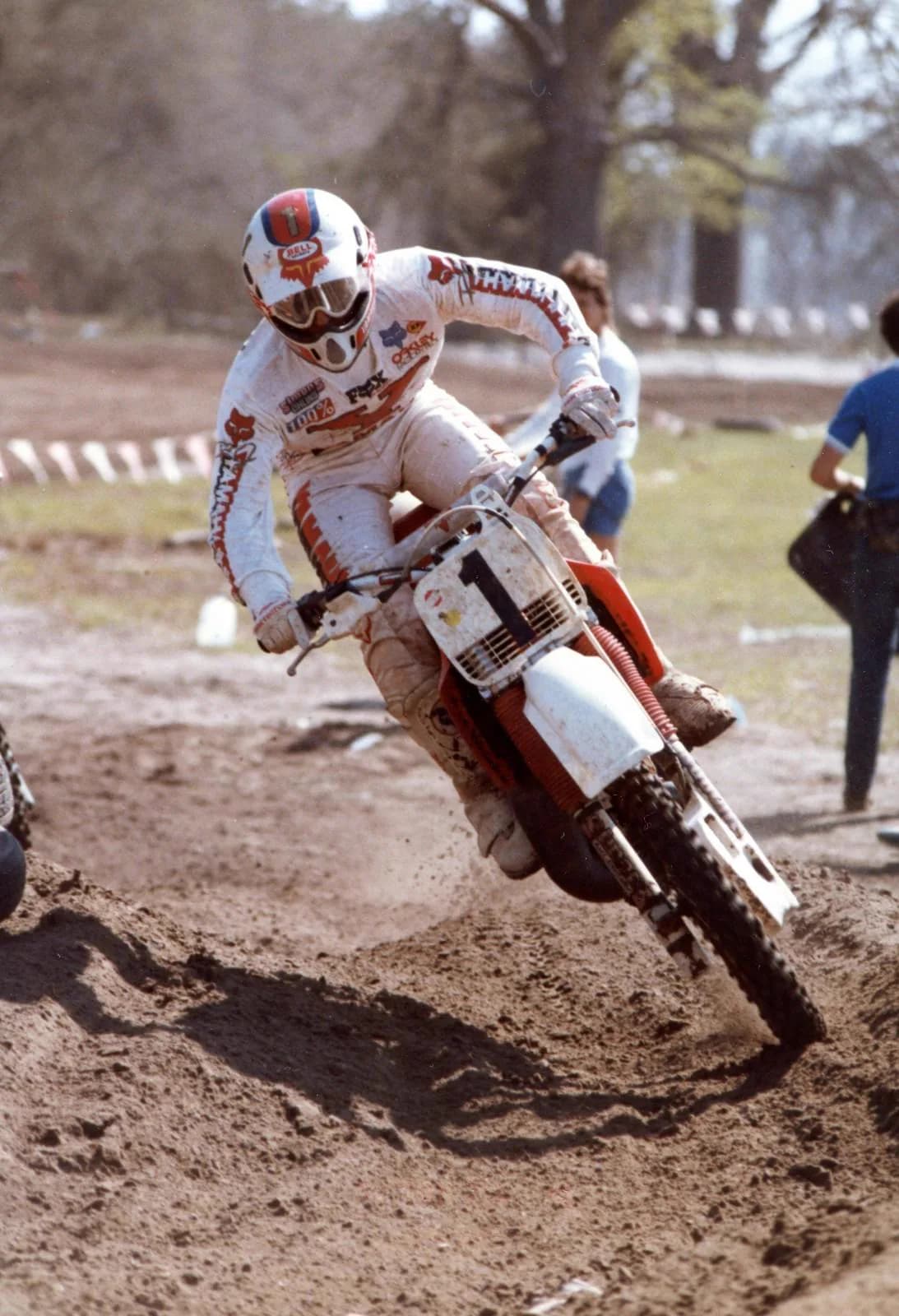 Rick Johnson railing a corner on the Honda